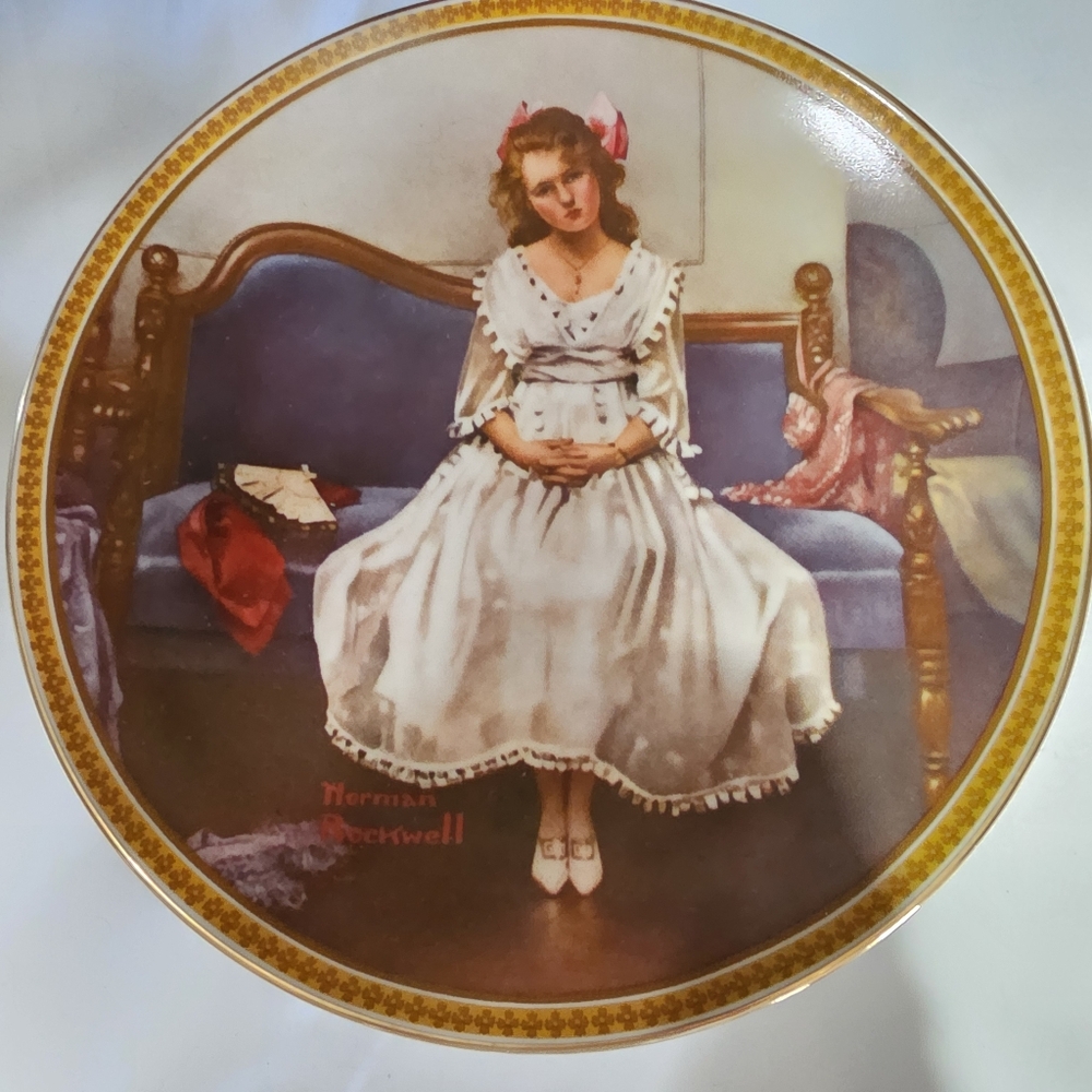Norman Rockwell Waiting At The Dance Porcelain Limited Edition Plate - Picture 2 of 5